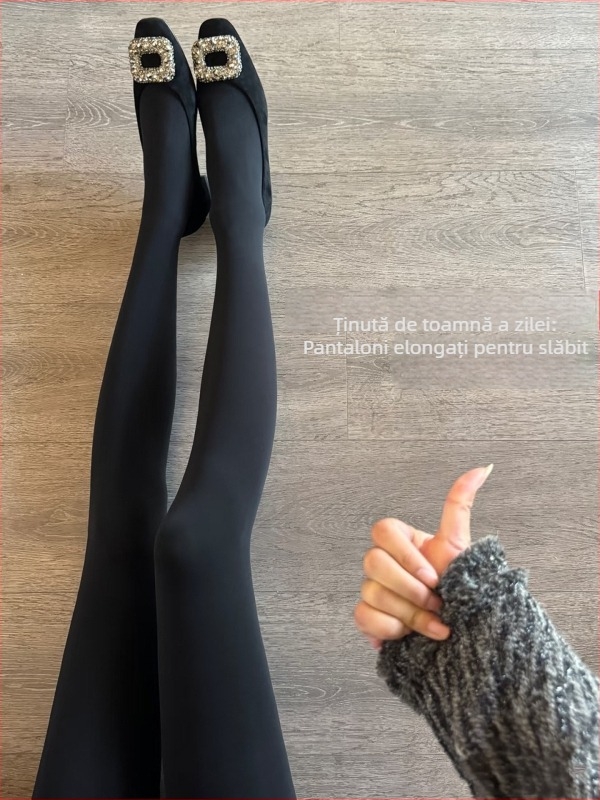 Colanți pentru femei, toamnă–iarnă 2025, groși cu fleece, nylon/spandex, model solid, elasticitate ridicată pentru un aspect subțire al picioarelor