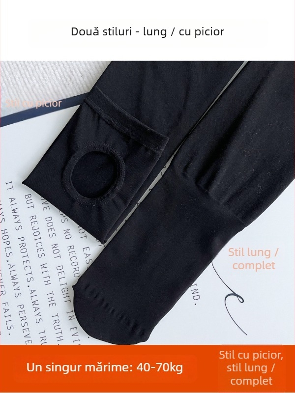 Colanți pentru femei, toamnă–iarnă 2025, groși cu fleece, nylon/spandex, model solid, elasticitate ridicată pentru un aspect subțire al picioarelor