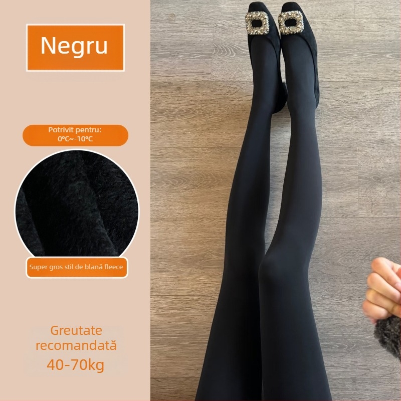 Colanți pentru femei, toamnă–iarnă 2025, groși cu fleece, nylon/spandex, model solid, elasticitate ridicată pentru un aspect subțire al picioarelor