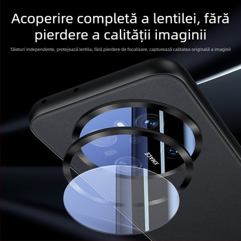 Carcasă Huawei Mate70 Pro din piele ecologică, cu acoperire completă a lentilei, design reliefat, rezistentă la șocuri, anti-amprenta, uzură