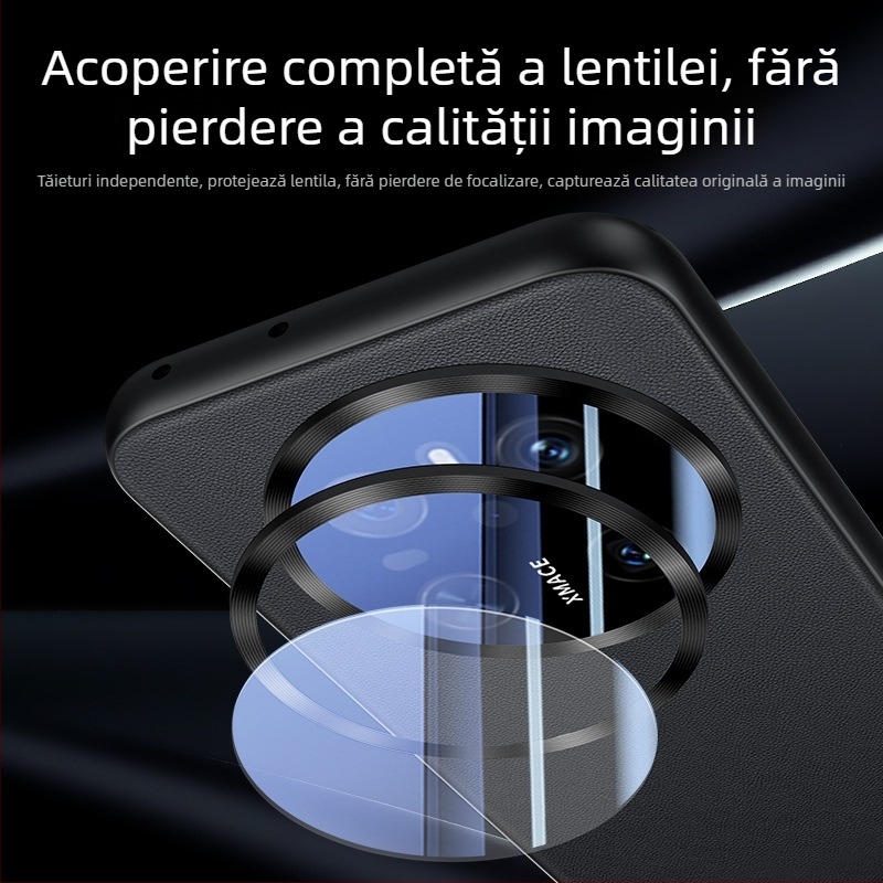 Carcasă Huawei Mate70 Pro din piele ecologică, cu acoperire completă a lentilei, design reliefat, rezistentă la șocuri, anti-amprenta, uzură