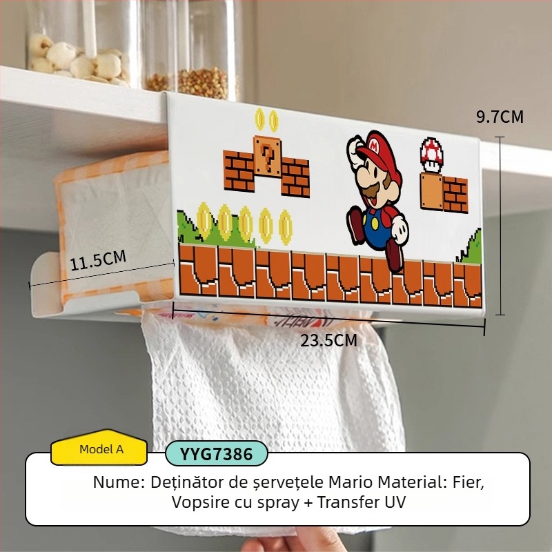 Cutie pentru șervete de bucătărie agățată cu design desen animat — pătrată, oțel cu carbon, rezistentă la umezeală, stil modern minimalist, brand Mr. art