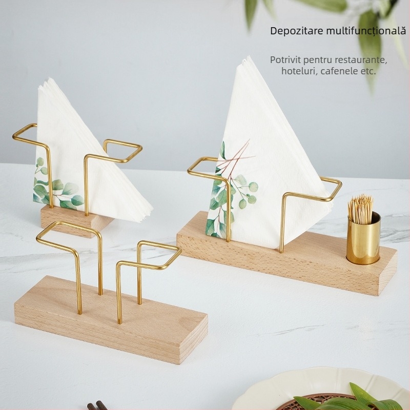 Suport de șervețele din lemn pentru restaurante și cafenele – suport vertical de birou, formă pătrată (Material: Lemn; Finisaj: Lustruit; Aspect: Pătrat; Brand: Lujiang; Stil: Altul)