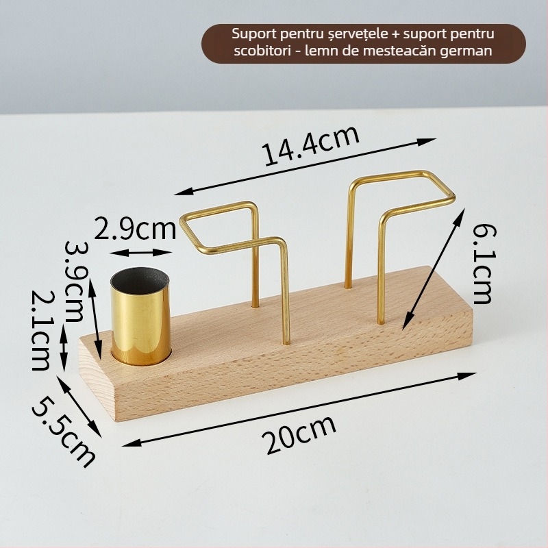 Suport de șervețele din lemn pentru restaurante și cafenele – suport vertical de birou, formă pătrată (Material: Lemn; Finisaj: Lustruit; Aspect: Pătrat; Brand: Lujiang; Stil: Altul)
