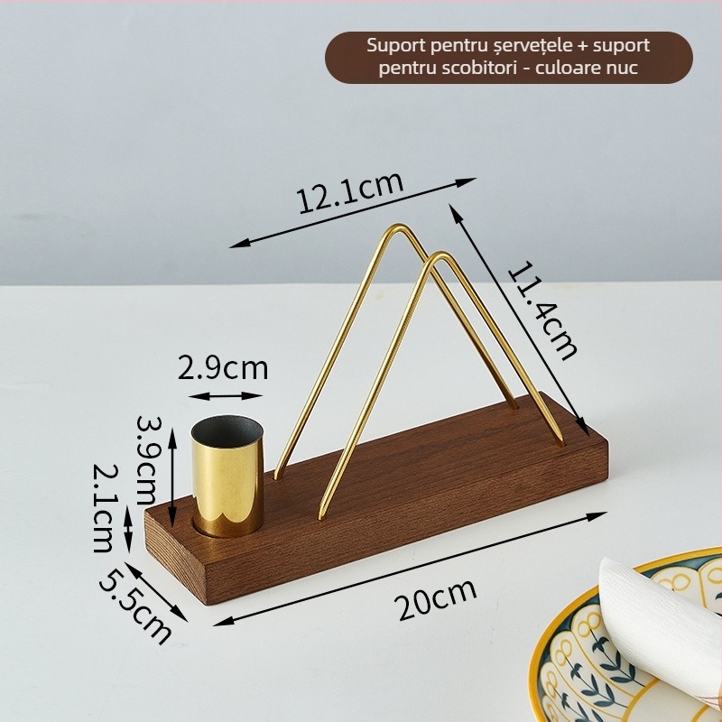 Suport de șervețele din lemn pentru restaurante și cafenele – suport vertical de birou, formă pătrată (Material: Lemn; Finisaj: Lustruit; Aspect: Pătrat; Brand: Lujiang; Stil: Altul)