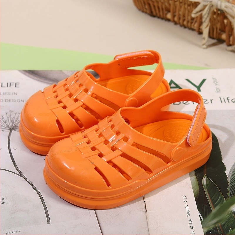 Sandale de vară pentru copii din PVC, antiderapante, talpă din PVC, model în carouri, Slip-On, pentru copii 4–12 ani