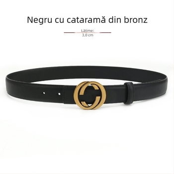 Curea de damă din piele naturală cu cataramă din aliaj, lățime 2-4 cm, strat de piele secundar, finisaj antic electroplacat, stil nișă