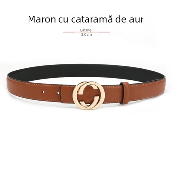 Curea de damă din piele naturală cu cataramă din aliaj, lățime 2-4 cm, strat de piele secundar, finisaj antic electroplacat, stil nișă