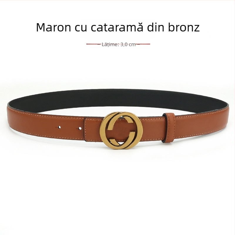 Curea de damă din piele naturală cu cataramă din aliaj, lățime 2-4 cm, strat de piele secundar, finisaj antic electroplacat, stil nișă