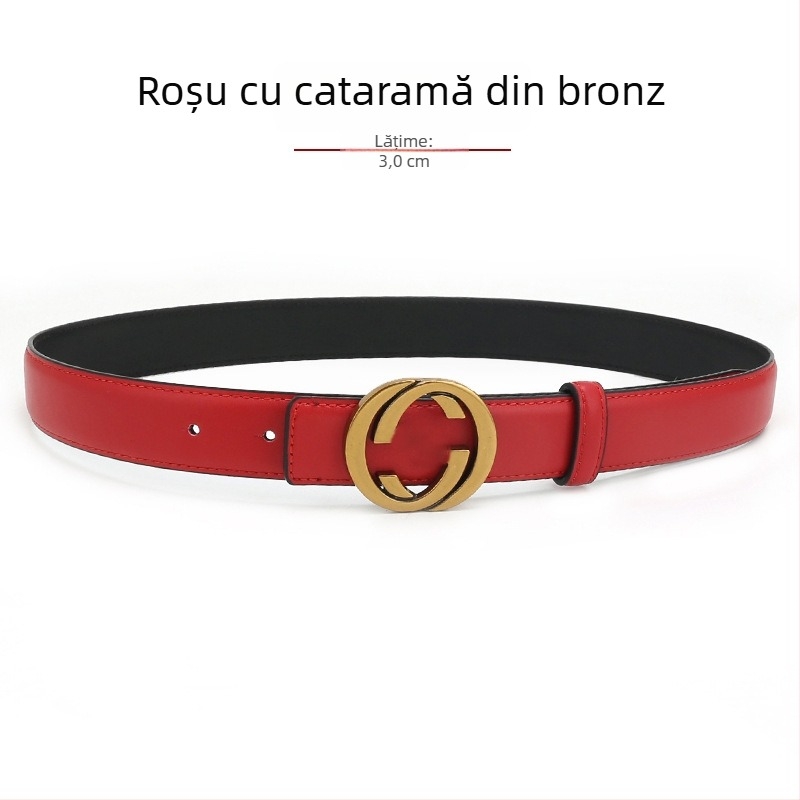 Curea de damă din piele naturală cu cataramă din aliaj, lățime 2-4 cm, strat de piele secundar, finisaj antic electroplacat, stil nișă