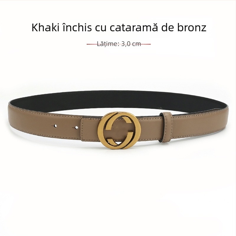 Curea de damă din piele naturală cu cataramă din aliaj, lățime 2-4 cm, strat de piele secundar, finisaj antic electroplacat, stil nișă