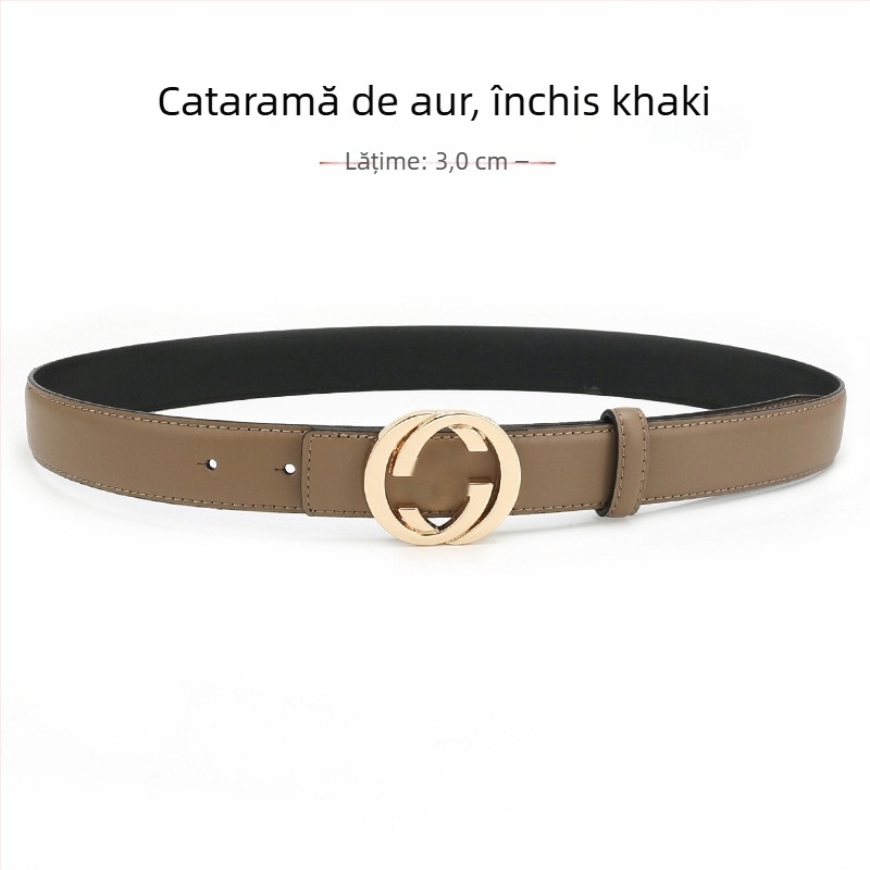 Curea de damă din piele naturală cu cataramă din aliaj, lățime 2-4 cm, strat de piele secundar, finisaj antic electroplacat, stil nișă