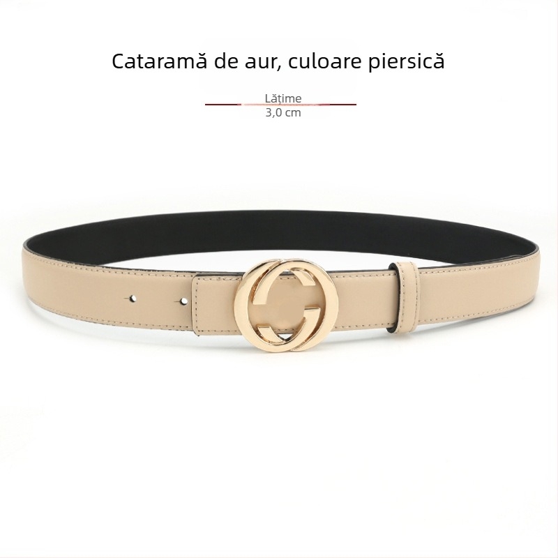 Curea de damă din piele naturală cu cataramă din aliaj, lățime 2-4 cm, strat de piele secundar, finisaj antic electroplacat, stil nișă