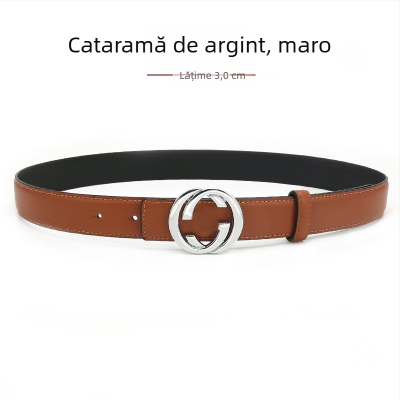 Curea de damă din piele naturală cu cataramă din aliaj, lățime 2-4 cm, strat de piele secundar, finisaj antic electroplacat, stil nișă
