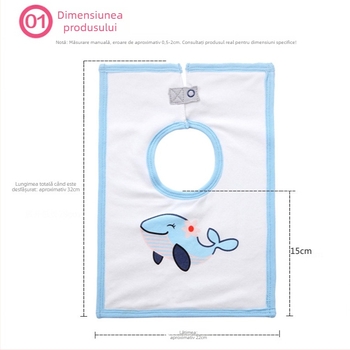 Prosop-bib pentru saliva de bebeluși cu suprafață din bumbac, strat interior impermeabil și partea inferioară din terry, unisex, pentru sugari și copii între 1 și 3 ani