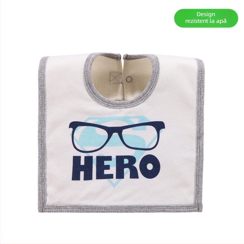 Prosop-bib pentru saliva de bebeluși cu suprafață din bumbac, strat interior impermeabil și partea inferioară din terry, unisex, pentru sugari și copii între 1 și 3 ani