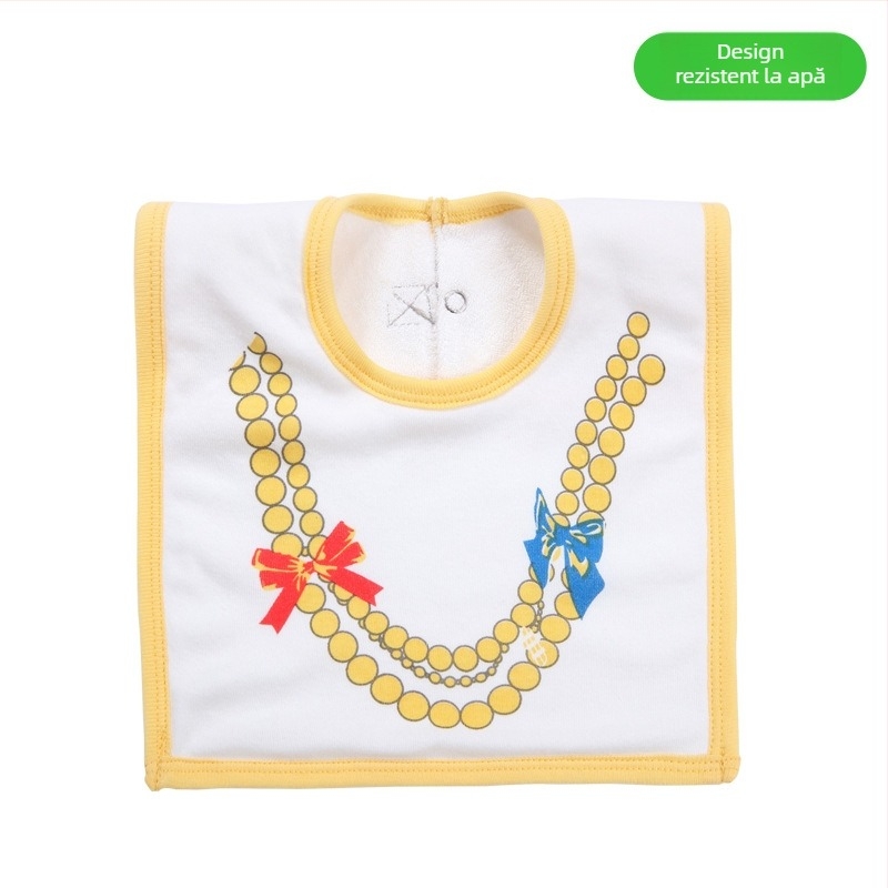 Prosop-bib pentru saliva de bebeluși cu suprafață din bumbac, strat interior impermeabil și partea inferioară din terry, unisex, pentru sugari și copii între 1 și 3 ani