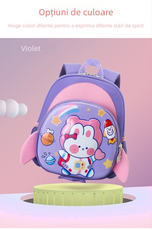 Ghiozdan pentru copii din Oxford, respirabil, ultraușor și reduce încărcarea, stil desen animat drăguț, curea de umăr curbată.