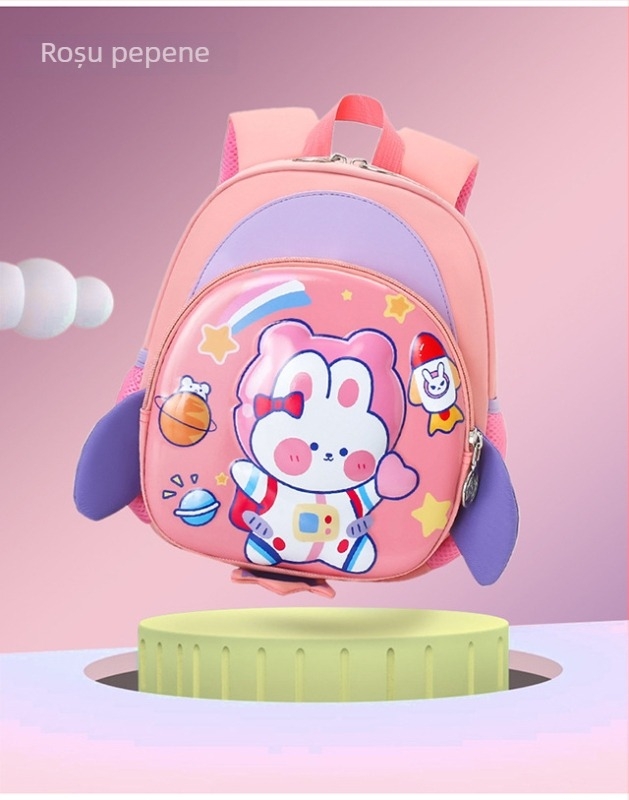 Ghiozdan pentru copii din Oxford, respirabil, ultraușor și reduce încărcarea, stil desen animat drăguț, curea de umăr curbată.