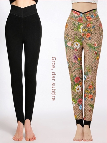 Pantaloni all-in-one pentru femei însărcinate, căptuți cu fleece, groși, călduroși, cu elasticitate înaltă