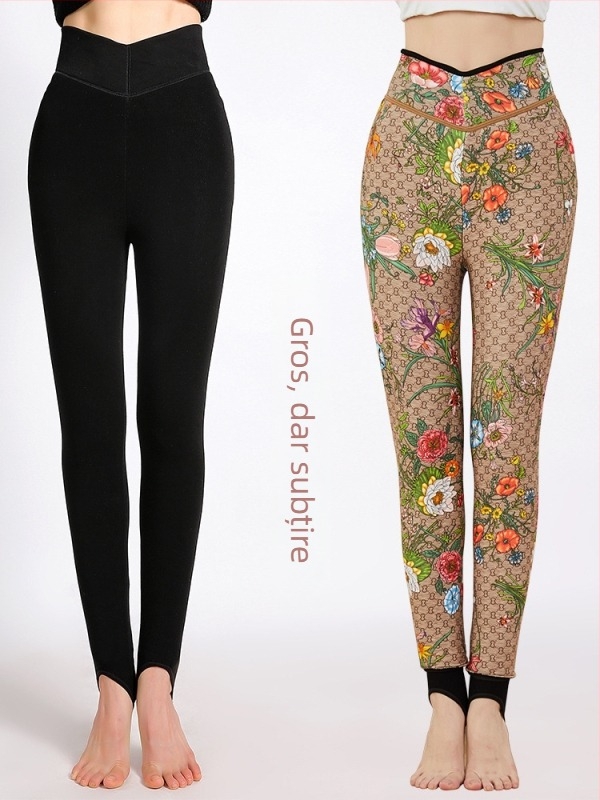 Pantaloni all-in-one pentru femei însărcinate, căptuți cu fleece, groși, călduroși, cu elasticitate înaltă