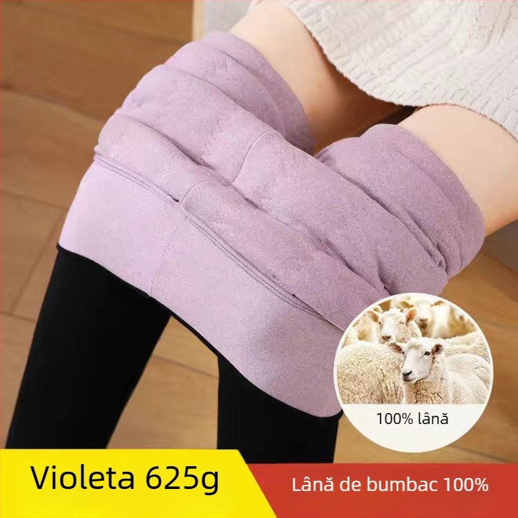 Pantaloni all-in-one pentru femei însărcinate, căptuți cu fleece, groși, călduroși, cu elasticitate înaltă