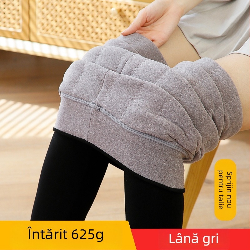 Pantaloni all-in-one pentru femei însărcinate, căptuți cu fleece, groși, călduroși, cu elasticitate înaltă