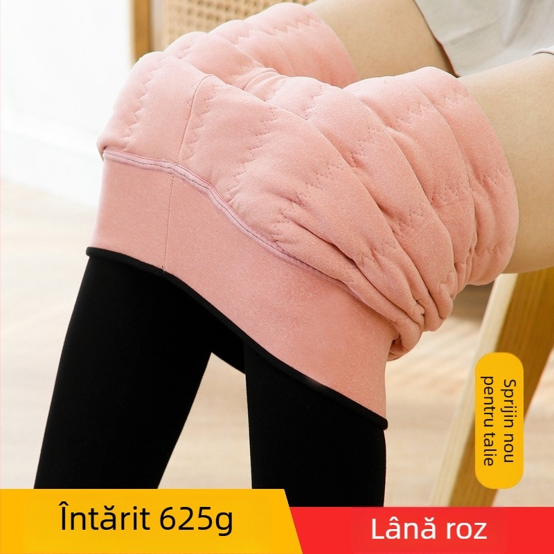 Pantaloni all-in-one pentru femei însărcinate, căptuți cu fleece, groși, călduroși, cu elasticitate înaltă