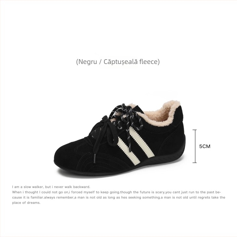 Adidași damă din piele nubuk, talpă din cauciuc, 5 cm creștere internă, căptușiți cu lână-cashmere, pentru iarnă și toamnă, stil casual zilnic