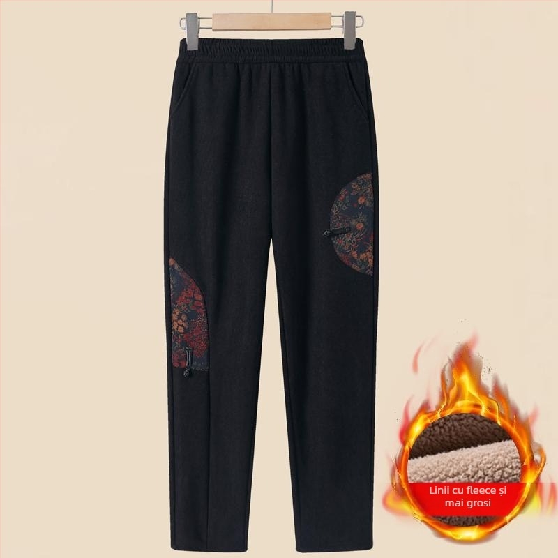 Pantaloni de iarnă cu căptușeală fleece, din poliester, croială conică, stil casual