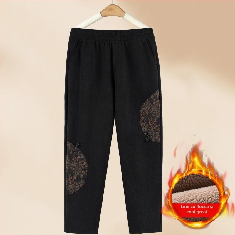 Pantaloni de iarnă cu căptușeală fleece, din poliester, croială conică, stil casual