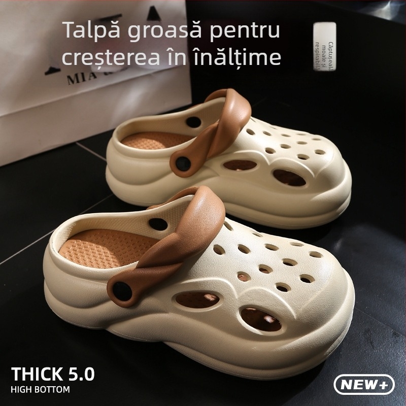 Slapi Baotou pentru femei cu talpă groasă – Antiderapante, partea superioară și talpa din PVC, înălțime 1.5–3.5 cm, Vară 2025