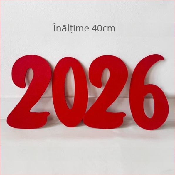 Accesorii foto - tablă de litere din fetru, ținută în mână, temă Anul Nou, portrete de familie (Material: fetru; Ambalaj: Opp bag; Marca: Other)