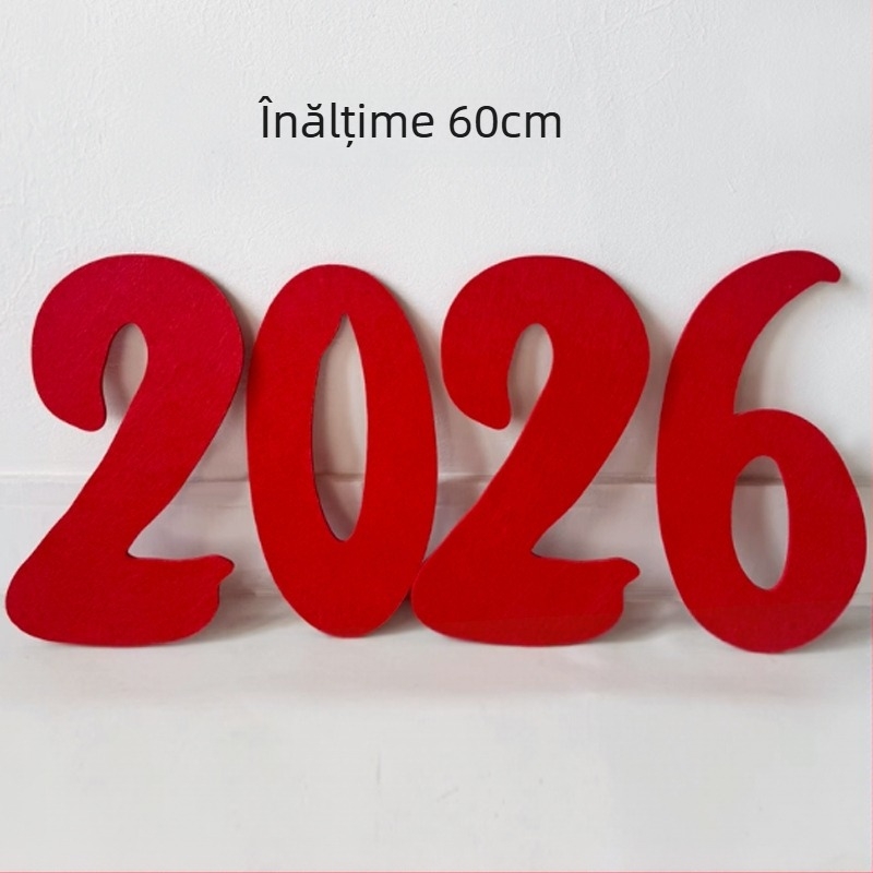 Accesorii foto - tablă de litere din fetru, ținută în mână, temă Anul Nou, portrete de familie (Material: fetru; Ambalaj: Opp bag; Marca: Other)