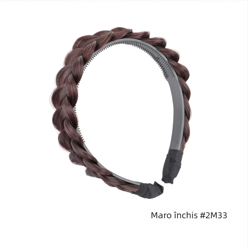 Perucă cu breton împletit în formă de coastă de pește, inel pentru cap, din sârmă de înaltă temperatură, pentru femei, neindicat pentru vopsire cu metode fierbinți