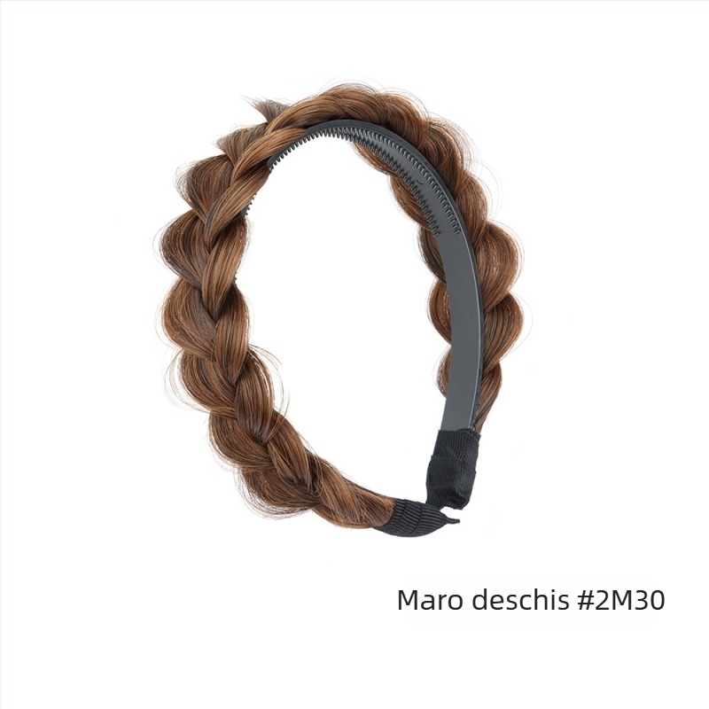 Perucă cu breton împletit în formă de coastă de pește, inel pentru cap, din sârmă de înaltă temperatură, pentru femei, neindicat pentru vopsire cu metode fierbinți