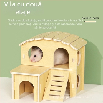 Plus Card Cușcă de hamster din lemn cu platformă și scară de cățărare