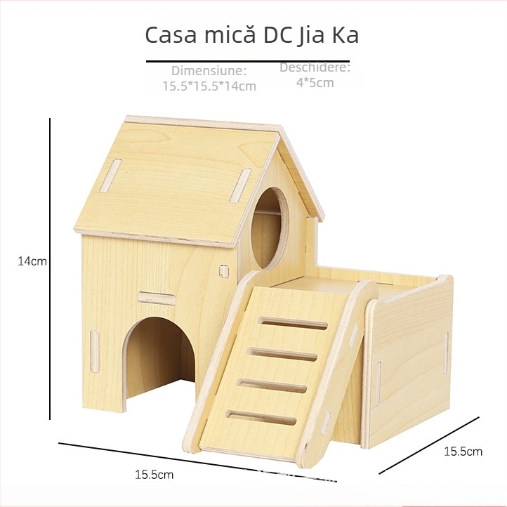Plus Card Cușcă de hamster din lemn cu platformă și scară de cățărare