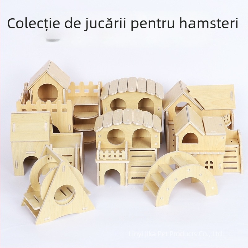 Plus Card Cușcă de hamster din lemn cu platformă și scară de cățărare