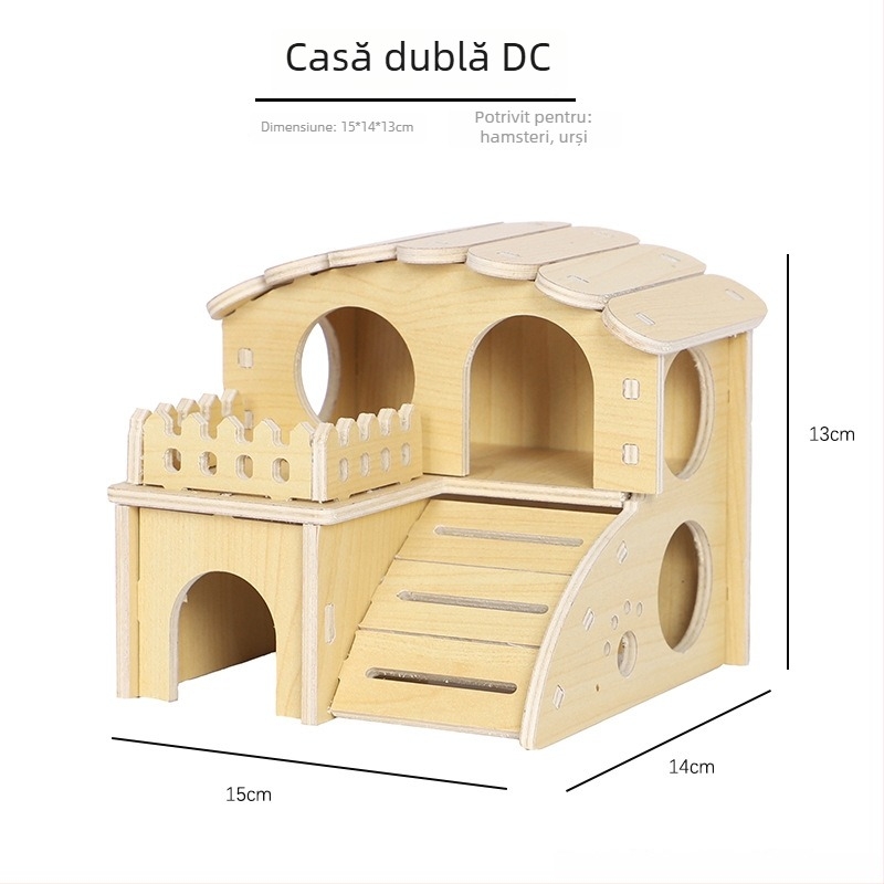 Plus Card Cușcă de hamster din lemn cu platformă și scară de cățărare