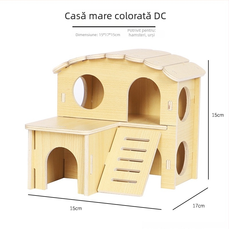 Plus Card Cușcă de hamster din lemn cu platformă și scară de cățărare