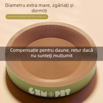 Cuib pentru pisici și suprafață de zgâriere într-un singur pachet; construcție durabilă; coloană verticală din sisal; material: carton celular cu bule; stil drăguț