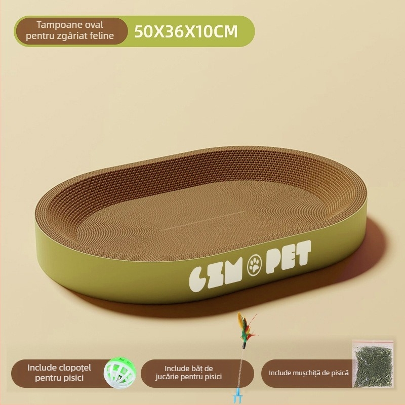 Cuib pentru pisici și suprafață de zgâriere într-un singur pachet; construcție durabilă; coloană verticală din sisal; material: carton celular cu bule; stil drăguț