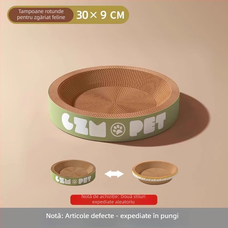 Cuib pentru pisici și suprafață de zgâriere într-un singur pachet; construcție durabilă; coloană verticală din sisal; material: carton celular cu bule; stil drăguț