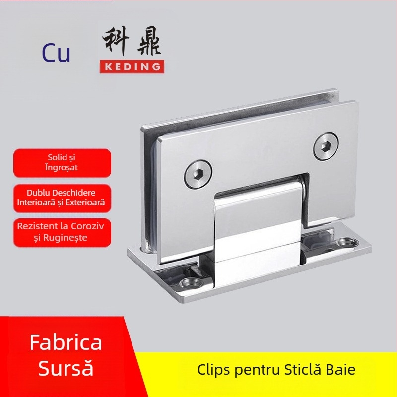 Balama din oțel inoxidabil pentru ușa de duș din sticlă – Model 90° sudură, oțel inoxidabil 304, finisaj pulverizat, marca Keding