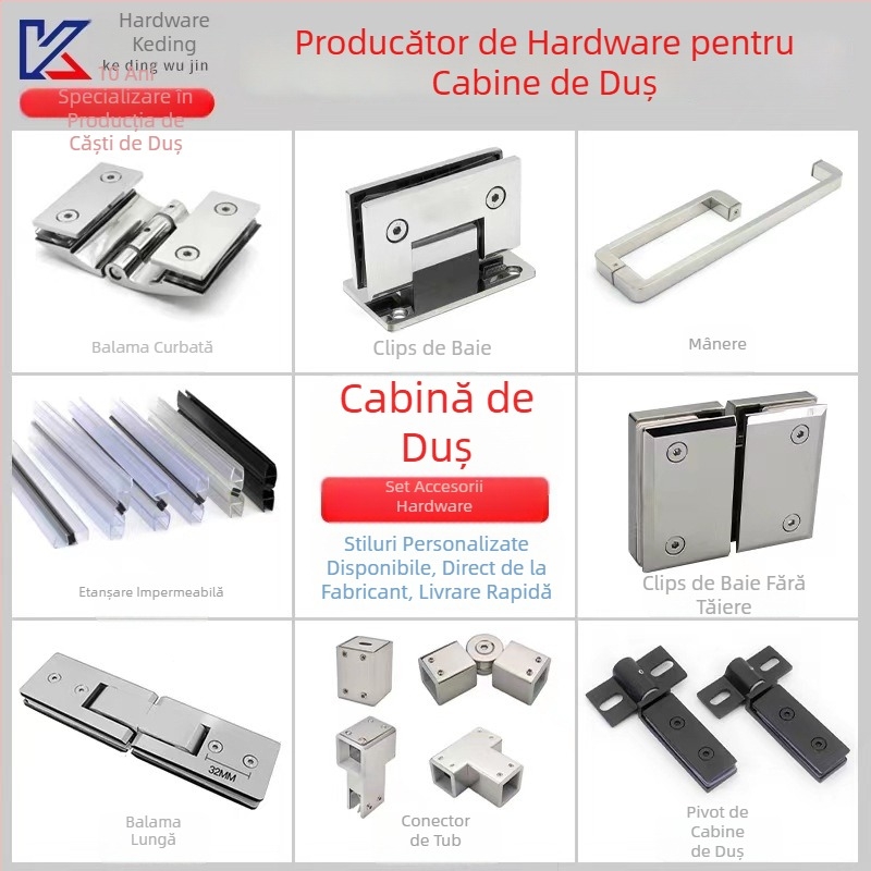 Balama din oțel inoxidabil pentru ușa de duș din sticlă – Model 90° sudură, oțel inoxidabil 304, finisaj pulverizat, marca Keding