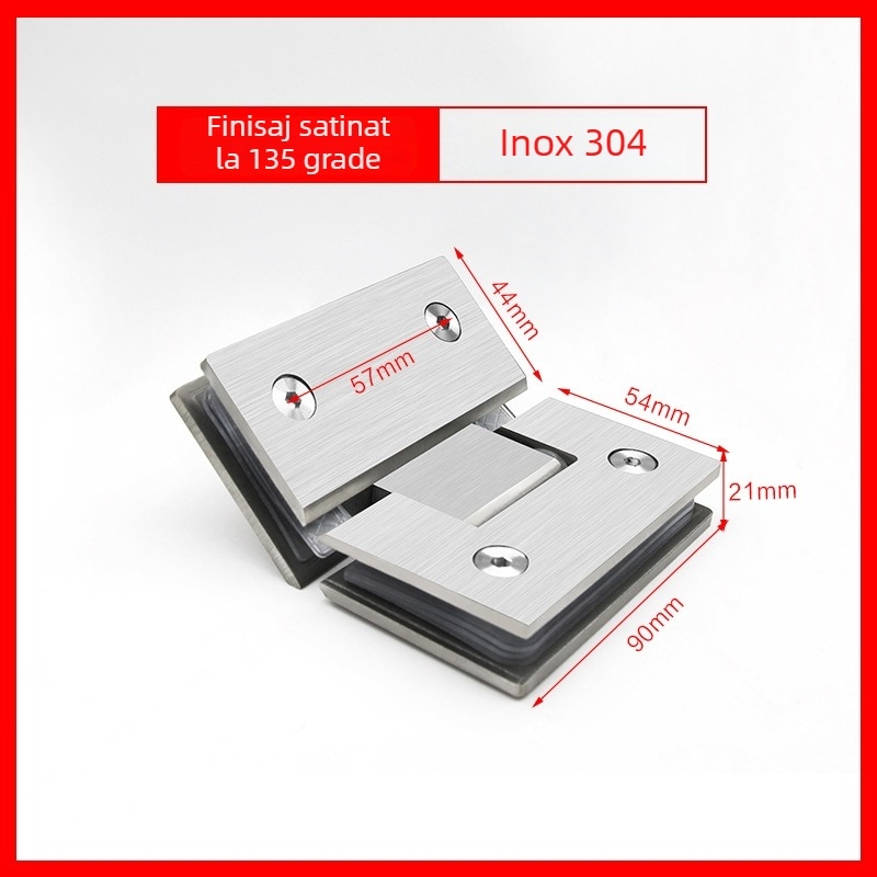 Balama din oțel inoxidabil pentru ușa de duș din sticlă – Model 90° sudură, oțel inoxidabil 304, finisaj pulverizat, marca Keding