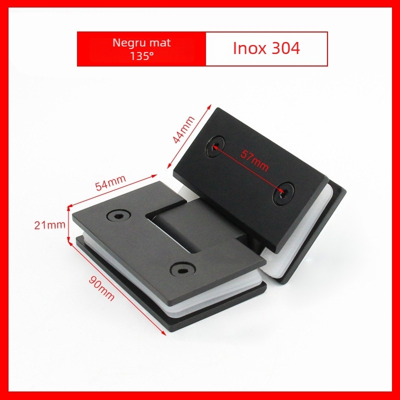 Balama din oțel inoxidabil pentru ușa de duș din sticlă – Model 90° sudură, oțel inoxidabil 304, finisaj pulverizat, marca Keding