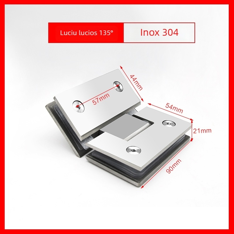 Balama din oțel inoxidabil pentru ușa de duș din sticlă – Model 90° sudură, oțel inoxidabil 304, finisaj pulverizat, marca Keding