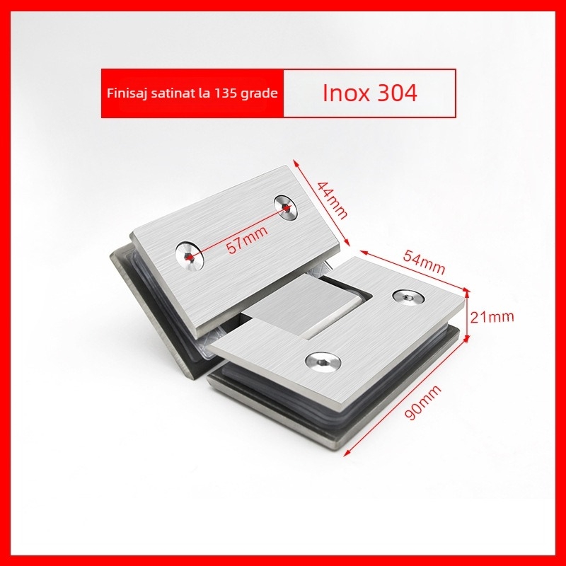 Balama din oțel inoxidabil pentru ușa de duș din sticlă – Model 90° sudură, oțel inoxidabil 304, finisaj pulverizat, marca Keding